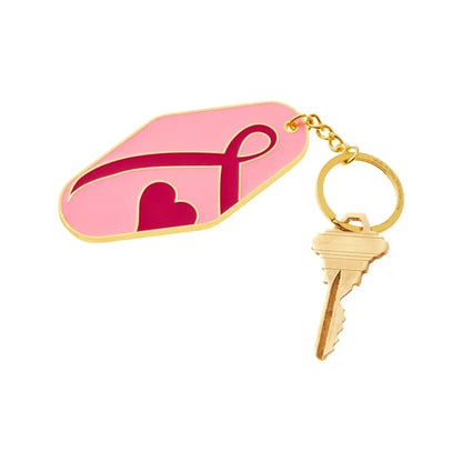 Breast Cancer Awareness Pink Ribbon Metal Keychain
