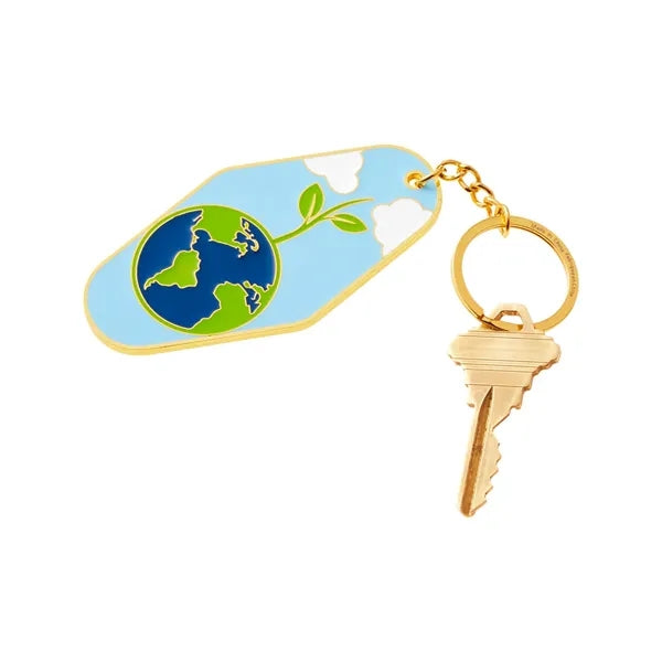 Earth Day Globe Metal Keychain