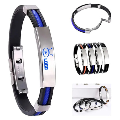 Customizable Engraving Stainless Steel Silicone Bracelets