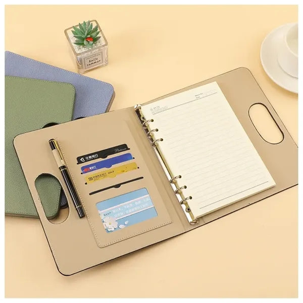 Portable A5 Binder Leather Notebook With Handle