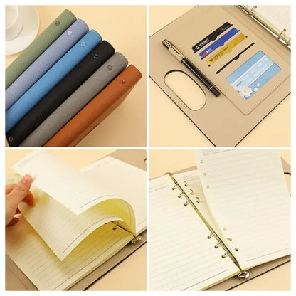 Portable A5 Binder Leather Notebook With Handle