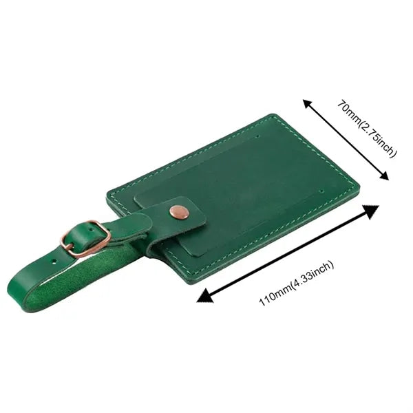 Crazy Horse Leather Snap Closure Durable Vintage Luggage Tag