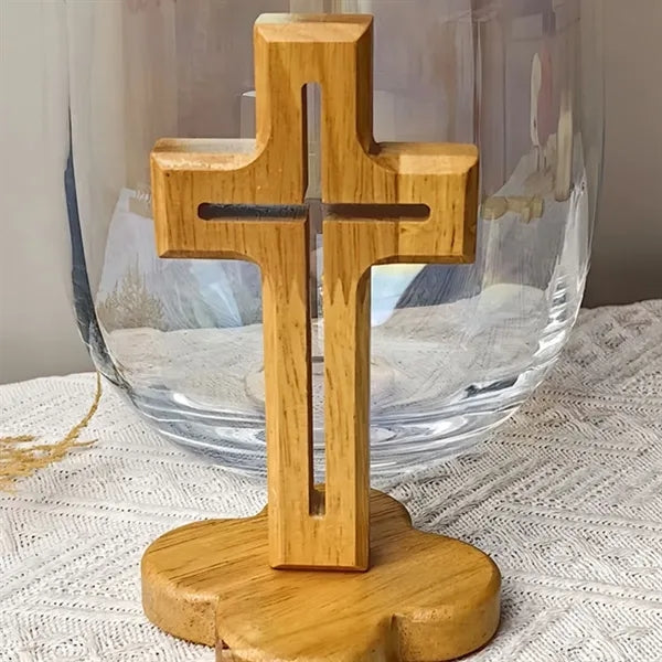 Christmas religious tabletop crafts wooden cross decor