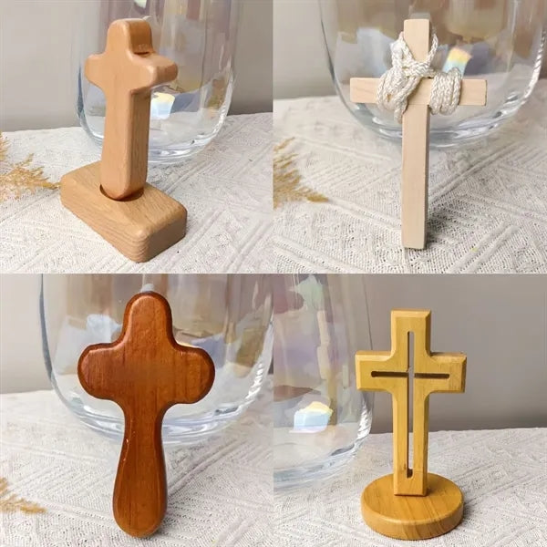 Christmas religious tabletop crafts wooden cross decor