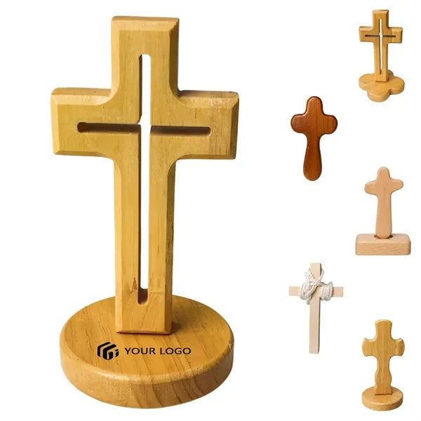 Christmas religious tabletop crafts wooden cross decor
