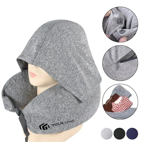 Portable light blocking hooded stuffable travel neck pillow
