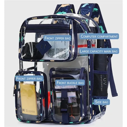 Durable Large Capacity Multi-pocket Thicken Clear Backpack
