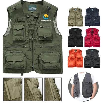 Quick-Dry Zippered Pockets Ventilated Sleeveless Cargo Vest