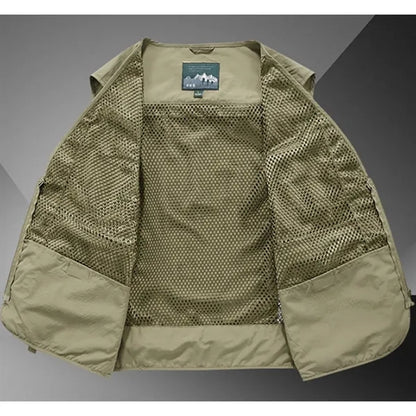 Quick-Dry Zippered Pockets Ventilated Sleeveless Cargo Vest