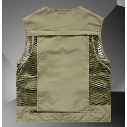 Quick-Dry Zippered Pockets Ventilated Sleeveless Cargo Vest