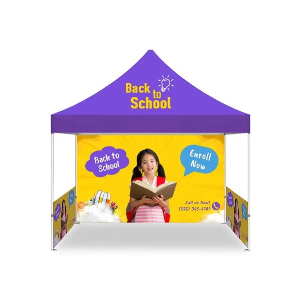 10 Ft Canopy Tent with Single-Sided Half Back Wall With Rail