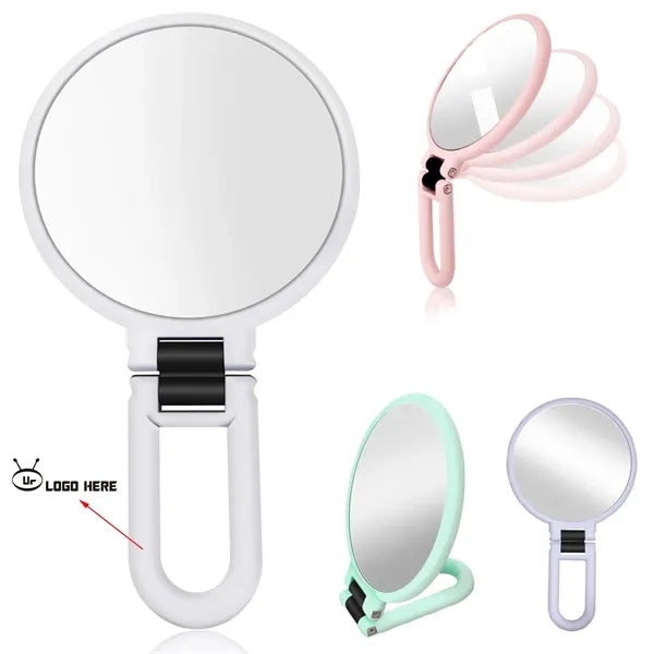 Round Magnifiable Double-Sided Hand Mirror