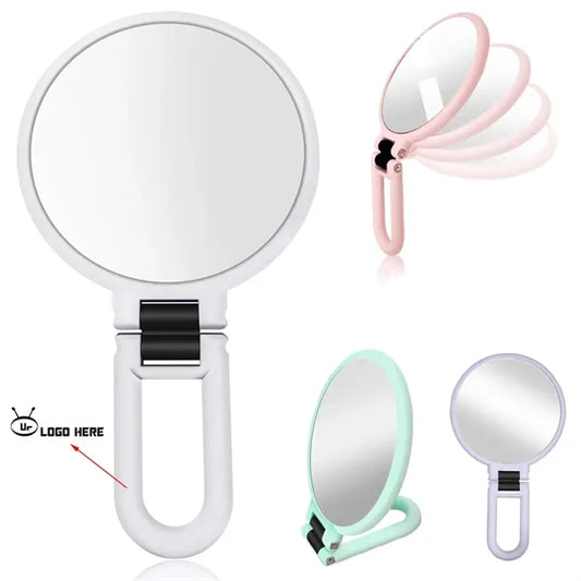 Round Magnifiable Double-Sided Hand Mirror