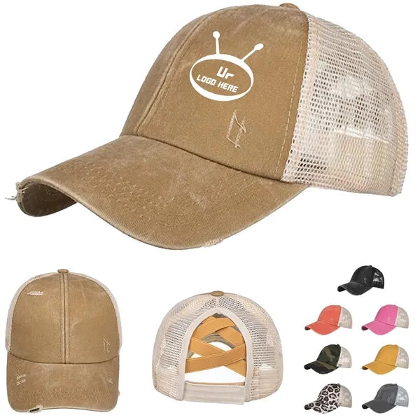 Crossed Ponytail Baseball Cap