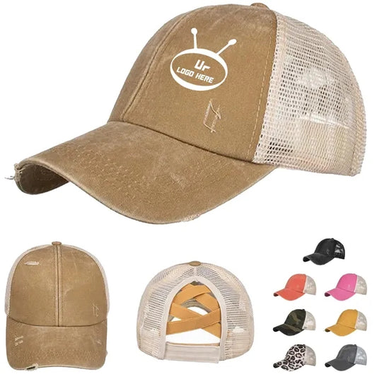 Crossed Ponytail Baseball Cap