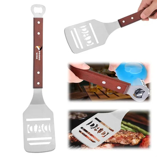 Heat-Resistant Wood Handle Grill Spatula with Bottle Opener
