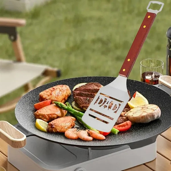 Heat-Resistant Wood Handle Grill Spatula with Bottle Opener
