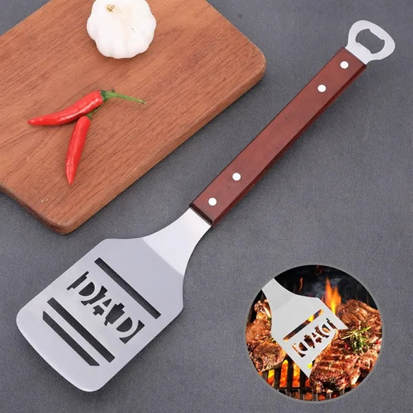 Heat-Resistant Wood Handle Grill Spatula with Bottle Opener