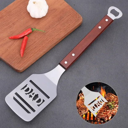 Heat-Resistant Wood Handle Grill Spatula with Bottle Opener