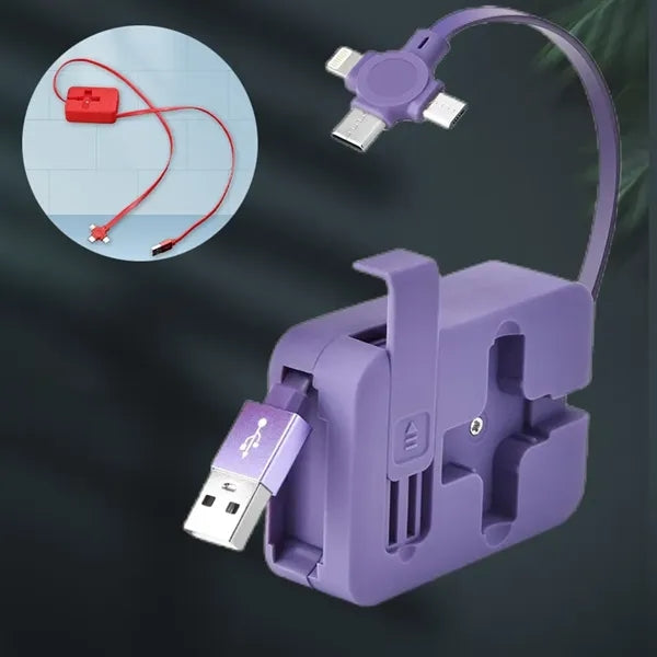 3-in-1 Retractable Fast Charging Cable with Stand