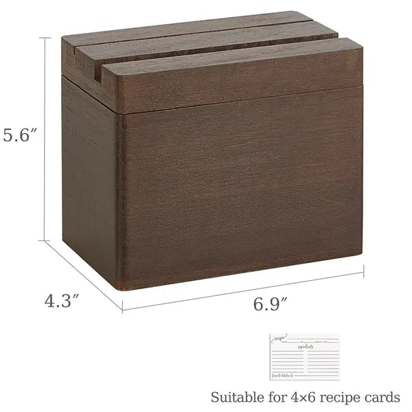 Walnut Wooden Recipe Box with Phone Stand