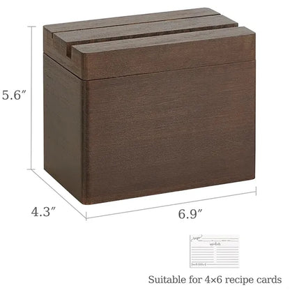 Walnut Wooden Recipe Box with Phone Stand