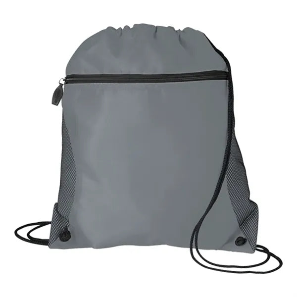 Mesh Pocket Drawstring Backpack 210D
