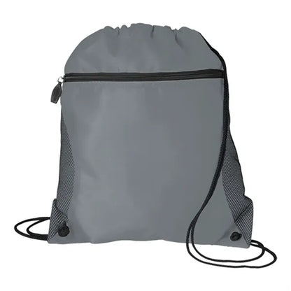 Mesh Pocket Drawstring Backpack 210D