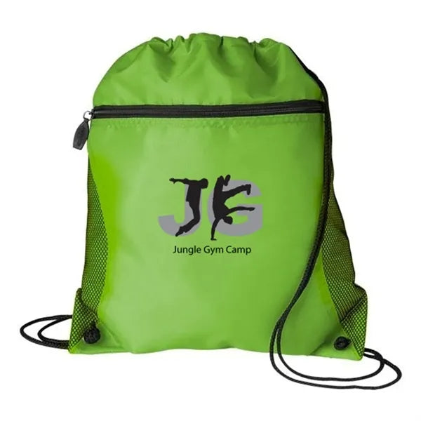 Mesh Pocket Drawstring Backpack 210D