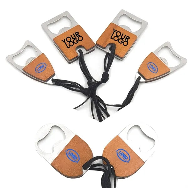 Three Shapes Flat Wooden Stainless Bottle Openers for Beer
