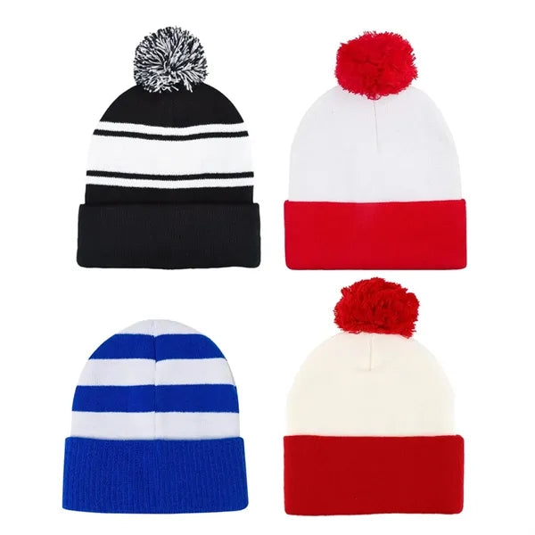 Custom Pom-Pom Knit Beanie Hat