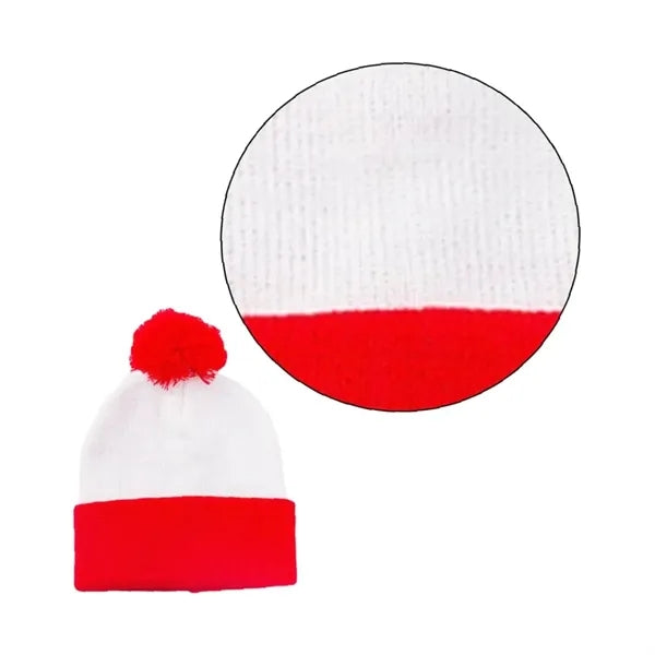 Custom Pom-Pom Knit Beanie Hat