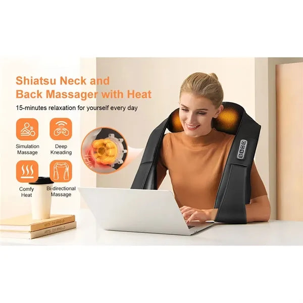 Neck Massager Shiatsu Back and Shoulder Electric 4D