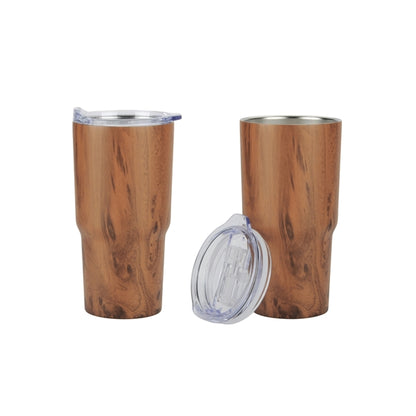 Contoured 20 oz. Wood Tone Stainless Steel Tumbler