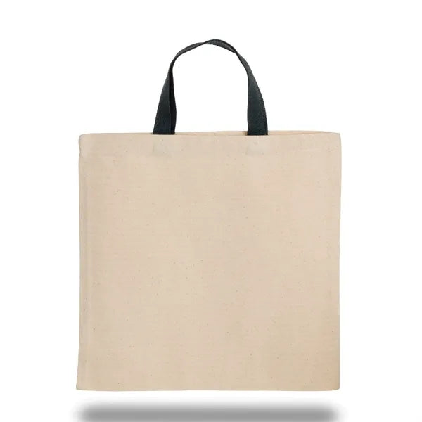 Cotton Canvas Tote Bag W/ Short Color Web Handles 10 OZ