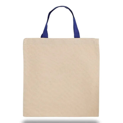 Cotton Canvas Tote Bag W/ Short Color Web Handles 10 OZ