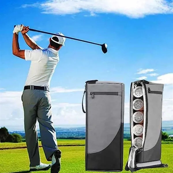 Slim Golf Cooler Bag for Cans with Zipper and Hanging Strap