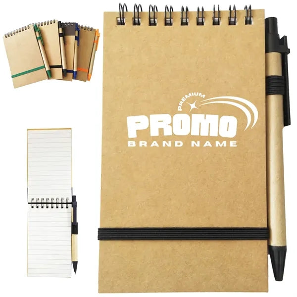 Eco Spiral Notepad with Pen and Elastic Closure