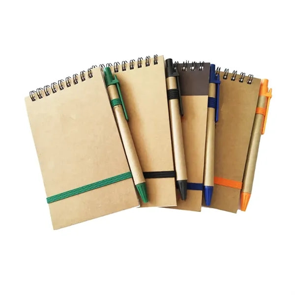 Eco Spiral Notepad with Pen and Elastic Closure