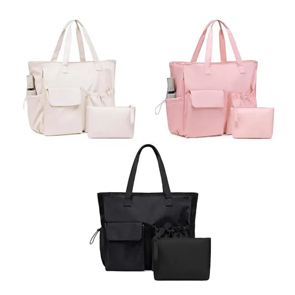 Polyester Tote Bag with Multi Pockets and Top Handles