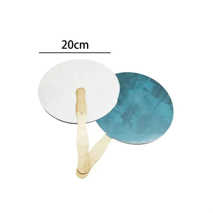 Round Paper Hand Fan with Wooden Handle for Promotion