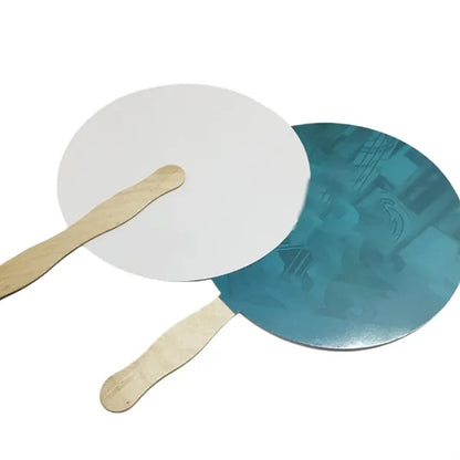 Round Paper Hand Fan with Wooden Handle for Promotion