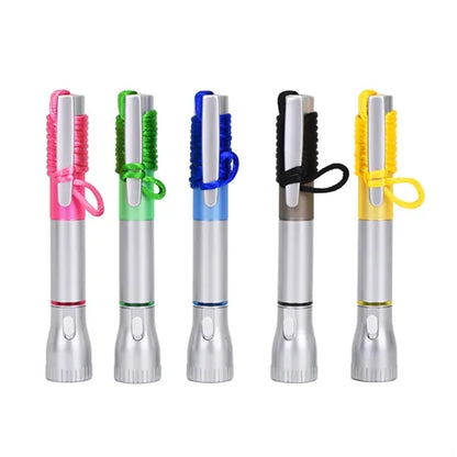 Multicolor LED Flashlight Pen with Clip and Lanyard