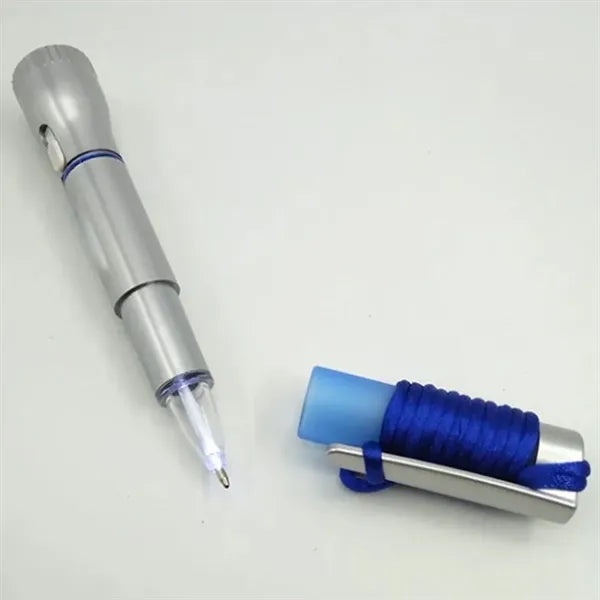 Multicolor LED Flashlight Pen with Clip and Lanyard
