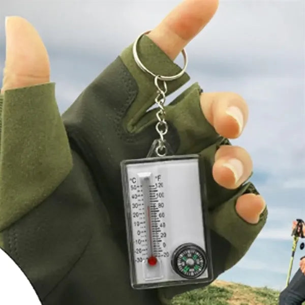 3-in-1 Keychain with Thermometer Compass and Magnifier
