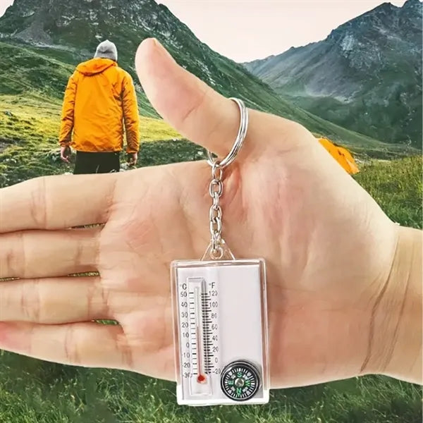 3-in-1 Keychain with Thermometer Compass and Magnifier