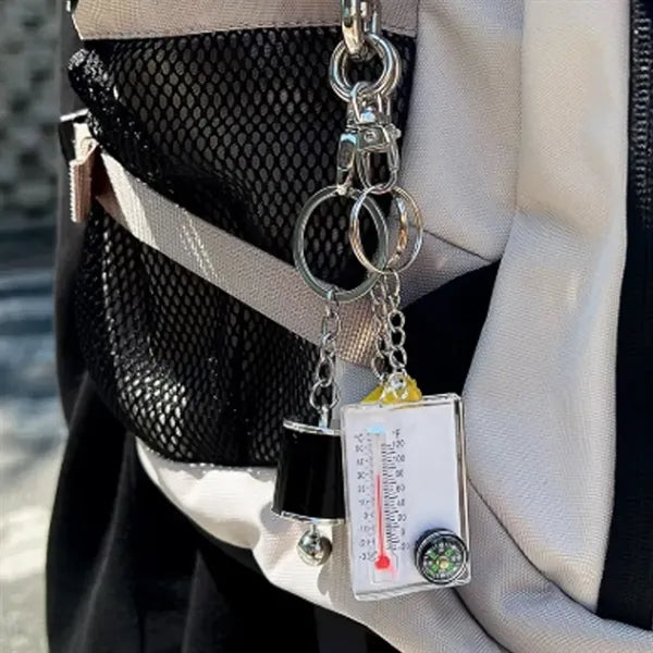 3-in-1 Keychain with Thermometer Compass and Magnifier