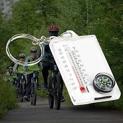 3-in-1 Keychain with Thermometer Compass and Magnifier