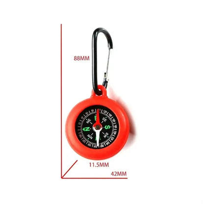 Silicone Compass Keychain w/ Carabiner Clip for Outdoor Use