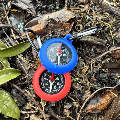 Silicone Compass Keychain w/ Carabiner Clip for Outdoor Use